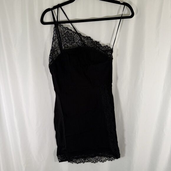 New Free People Premonitions Bodycon Dress Women's Small Mini One Shoulder Lace - Picture 1 of 16